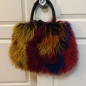 Multicolor Genuine Mongolian Fur Handbag